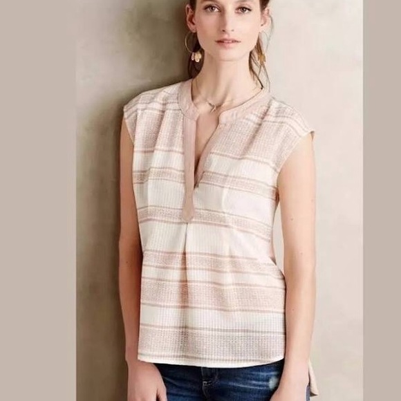 Anthropologie Egress Split Neck Hi Lo Top - Picture 3 of 4